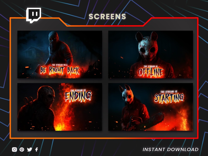 Stream Overlay for Twitch, Horror Twitch Overlays, Animated Overlay ...