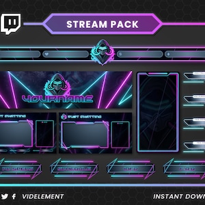 Pack stream, webcam animée, panneaux Twitch, alerte twitch hunter, chatbox twitch, écrans animés, superposition de flux, superposition de twitch, facecam
