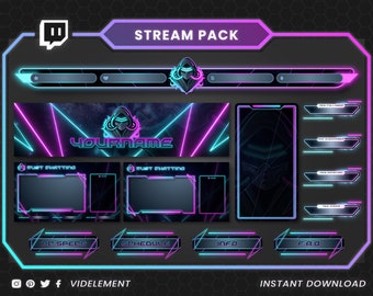 Stream pack, animated webcam, twitch panels, twitch hunter alert, twitch chatbox, animated screens, stream overlay, twitch overlay, facecam