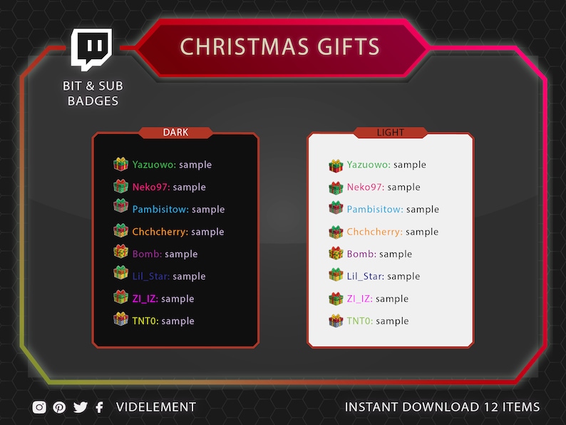Twitch Bit Badges, Christmas Bit Badges, Gifts Bit Badges, Twitch Sub ...