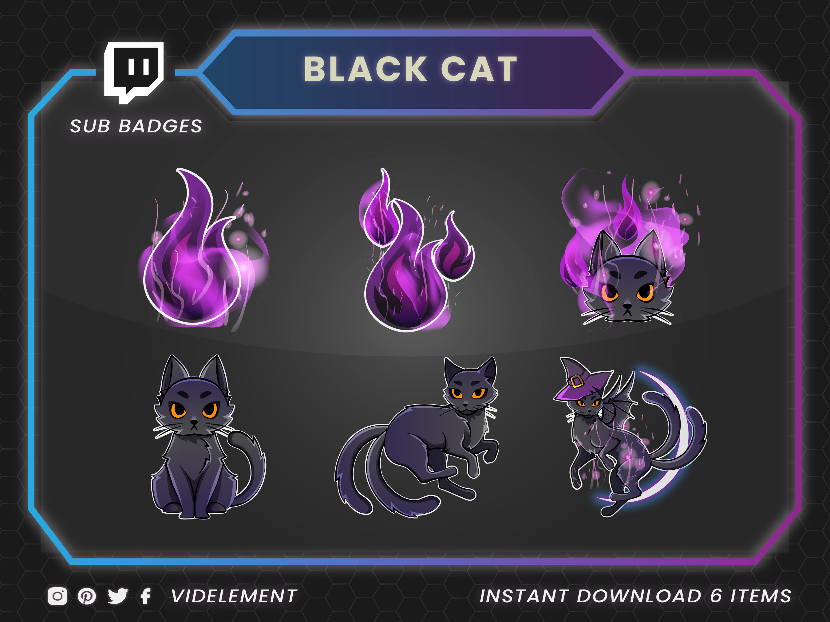 Crystal Cat Sub Badges | Twitch Sub Badges