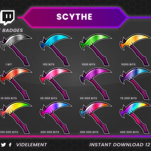 Scythe bit badges, Twitch badges, Twitch sub badges, bit badges Scythe, gaming bit badges, game bit badges, Scythe sub badges, Reaper badges