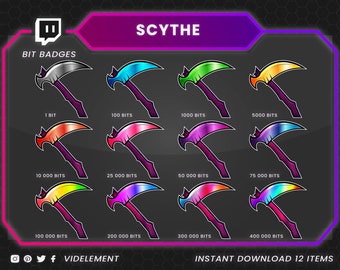 Scythe Bit Badges: Twitch Sub Badges, Reaper Theme (Digital Download)