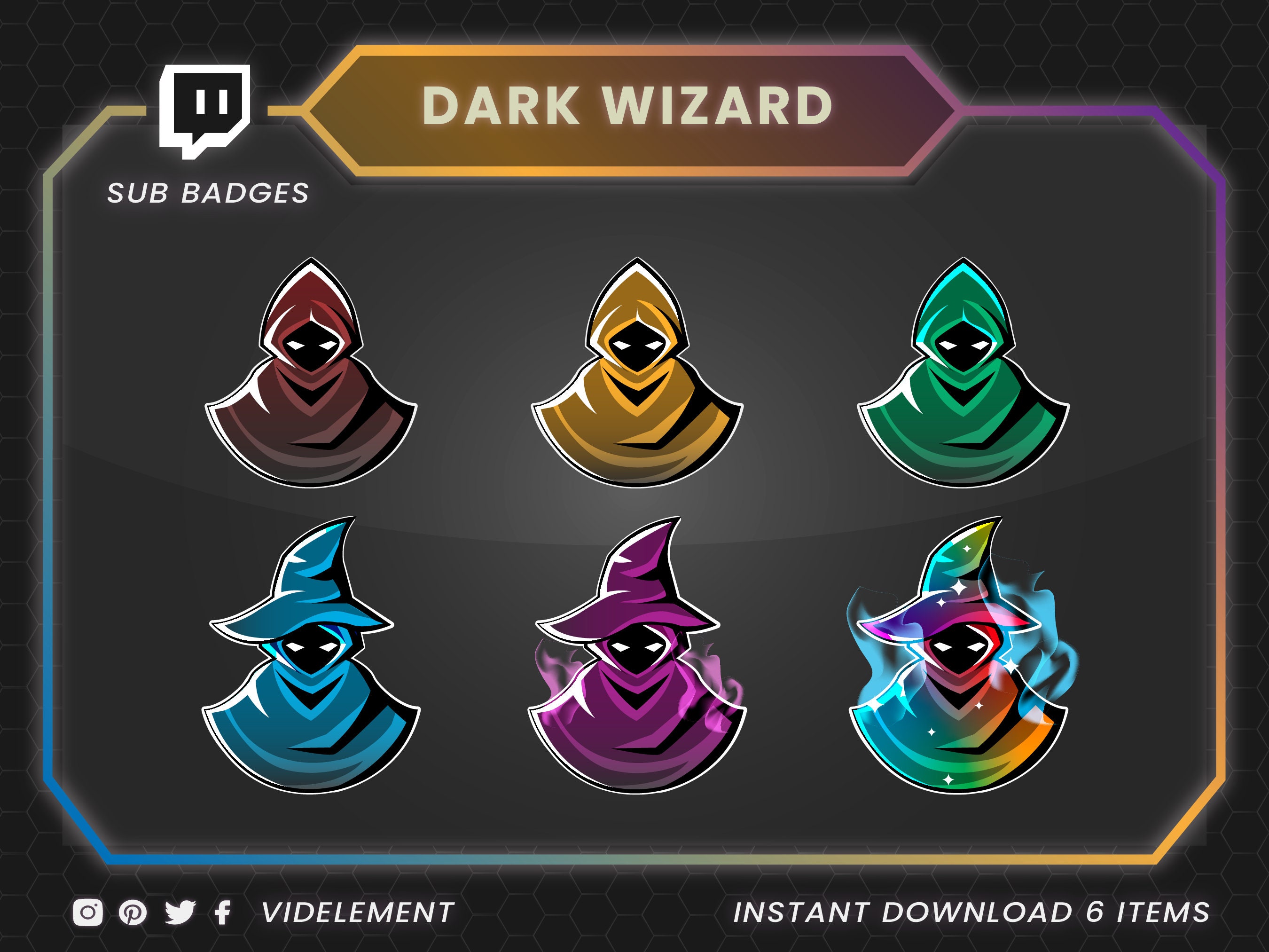 Magic Sub Badges, Book Sub Badges, Twitch Hat Sub Badges, Twitch