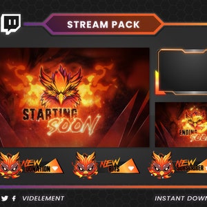 Stream package, twitch overlay, twitch panels, stream overlay, twitch alerts, twitch chat, twitch chat box, twitch transition, phoenix alert