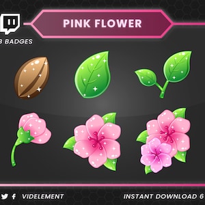 Flower sub badges, twitch sub badges, twitch bit badges, roses twitch badges, leaves sub badges, plant sub badges, petal sub badges