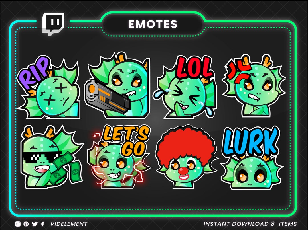 8 Twitch Emotes, Discord Emotes, Chibi Emotes, Water Emotes, Monster