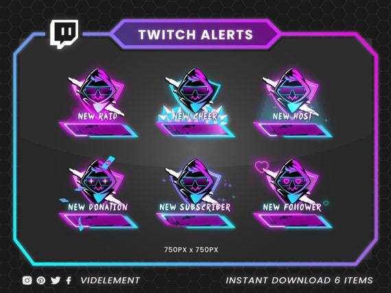 Animated Neon Twitch Alerts: Streamer Graphics Pack (.webm) - Etsy