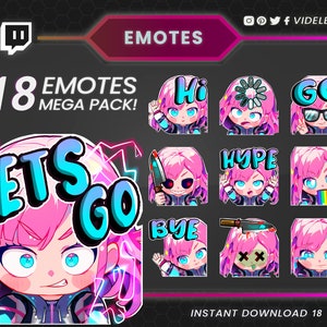 18 Premium Twitch Emotes Pack – High-Quality Streamer Graphics for Enhanced Engagement
