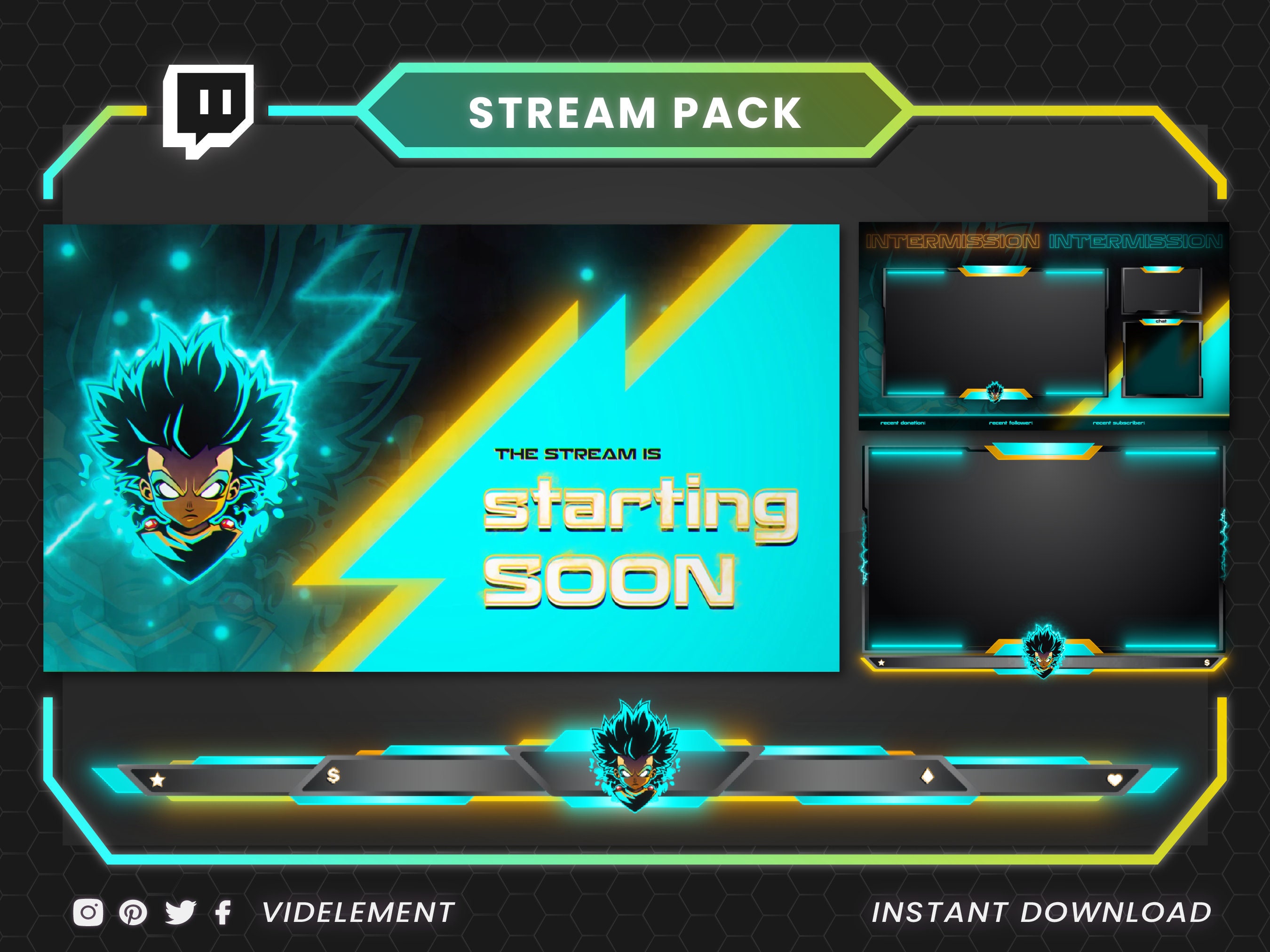 Custom Stream Overlay Package: Animated Twitch Overlays, Alerts, Emotes ...