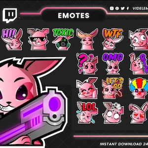 Twitch emotes, twitch sub emotes, discord emotes, text emotes, Bunny emotes, Bunny text emotes, Bunny twitch emotes, cute emote, chibi emote
