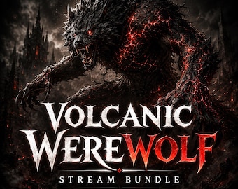 Twitch Stream Package, Animated Overlay Bundle, 300+ Stream Assets, Volcanic Werewolf Stream Bundle, Alerts, Panels & Badges for OBS