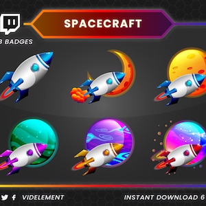 Rocket sub badges, Space sub badges, twitch planet badges, galaxy sub badges, Astronomy sub badges, space bit badges, twitch sub badges