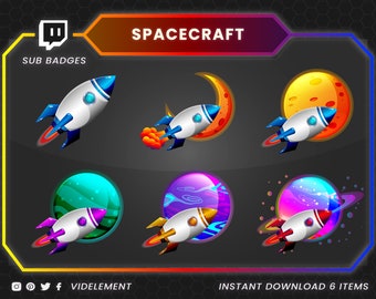 Rocket Twitch Sub Badges: Space Galaxy Badges (Digital Download)