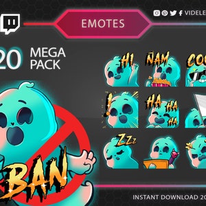 Twitch emotes, twitch sub emotes, discord emotes, text emotes, ghost emotes, ghost text emote, ghost twitch emote, chibi emote, magic emotes