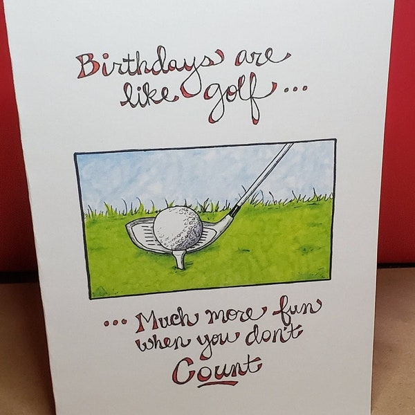 Birthday golf card, 5x7 folded greeting, golf humor, dad's birthday, golfing friend, funny birthday card, bad golfer, old golfer, golf jokes