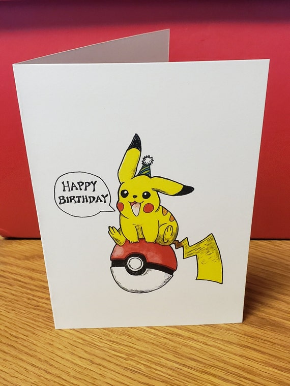 Pikachu Birthday Card, 5x7 Folded Greeting, Sons Birthday, Daughters  Birthday, Kids Birthday Card, Pokemon Fan Art, Card for Nephew or Niece -  Etsy