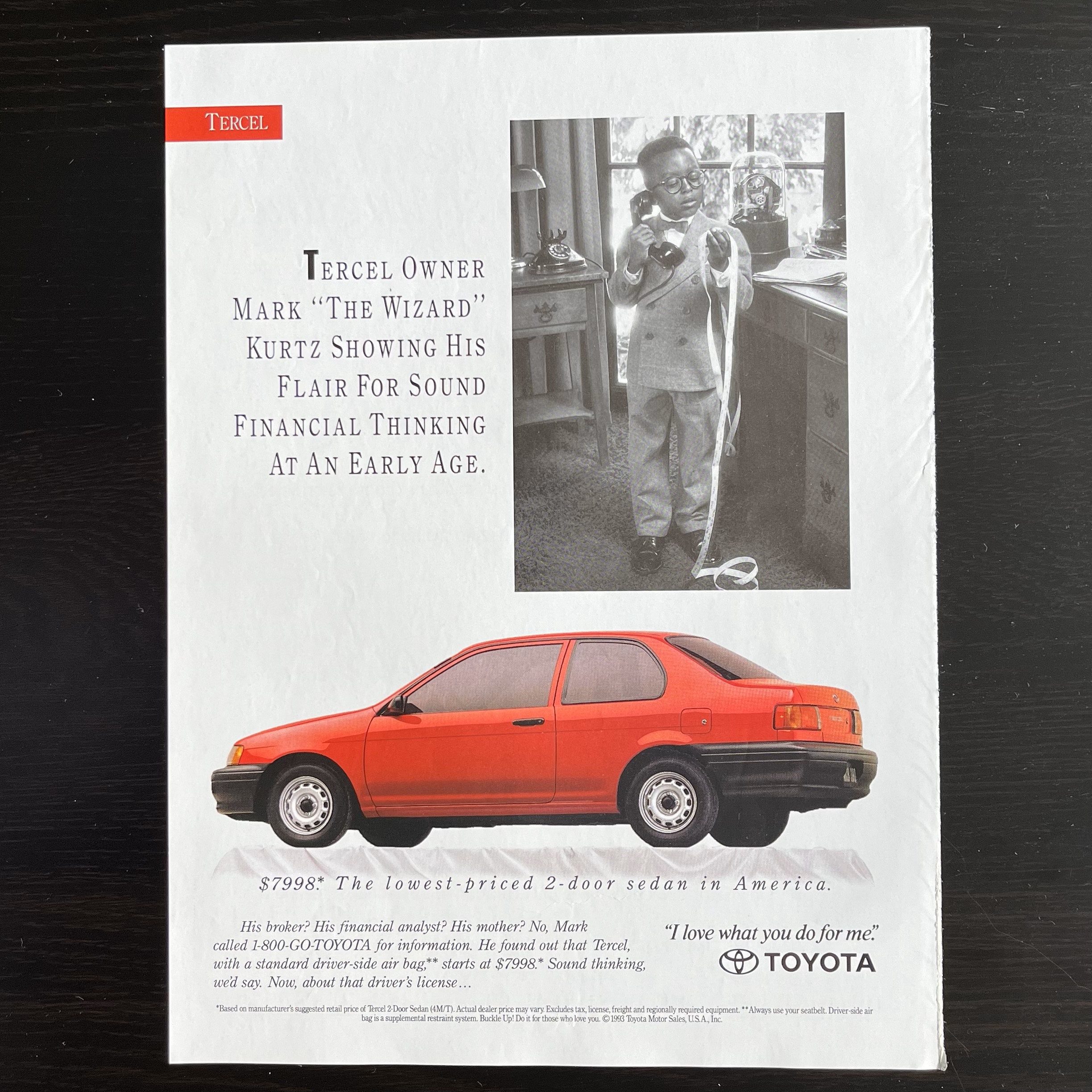 1993 Toyota Tercel Memorabilia Vintage Magazine Ad - Etsy