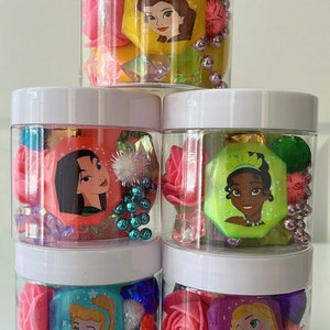 Princess Party Favor Play Dough Jars
