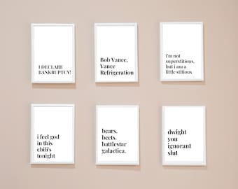 The Office Quotes Bundle, Printable wall art, The Office quotes, Funny quotes, Quote print, Gift for The Office lover, Minimalist Art