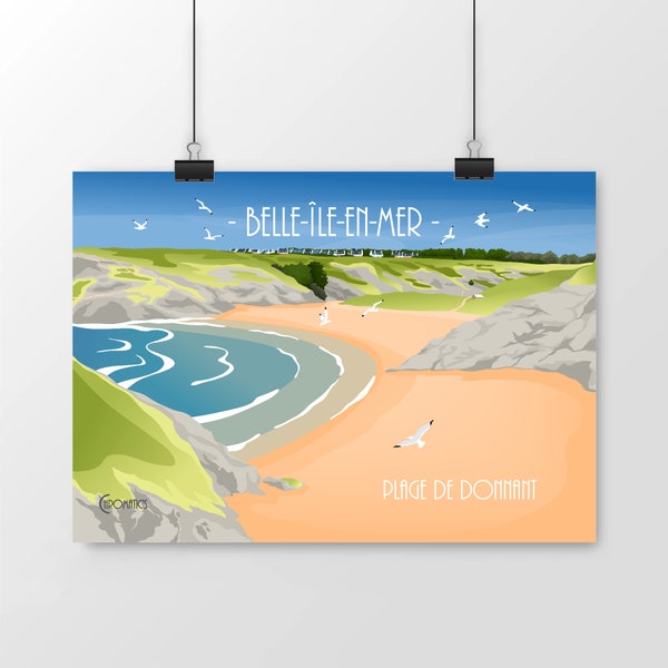 Beach print poster giving beautiful island in sea