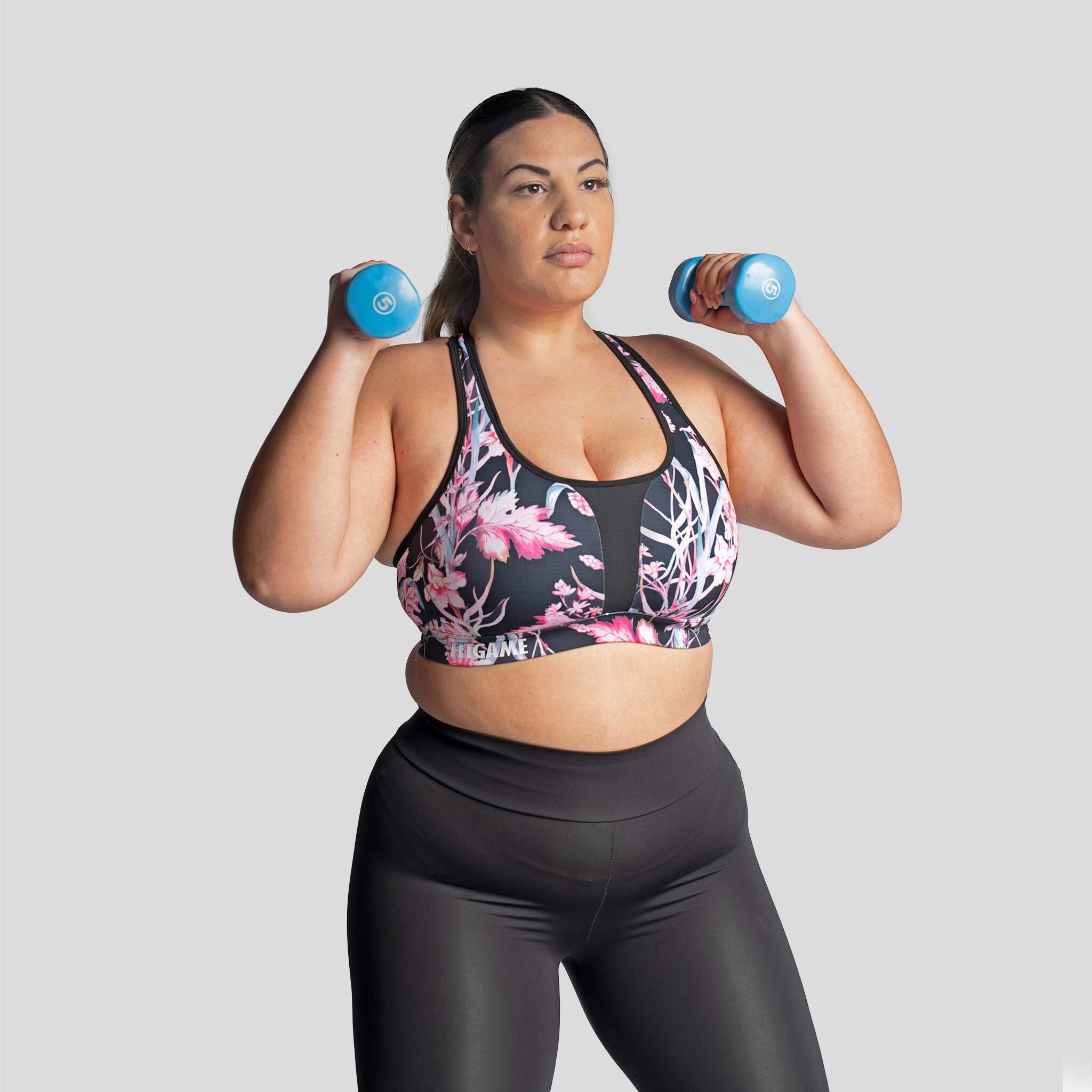 Floral Sports Bra With Nonremovable Cups Medium Support Racerback