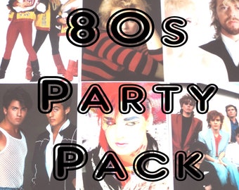 80s Party Decoration Pack: Posters, Banners, Balloons & Boom Box