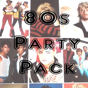 80s Party Decorations Pack, Includes three 80s themed Banners, ten I love 80s Balloons,  80s click Clacks, Twenty 80s Posters