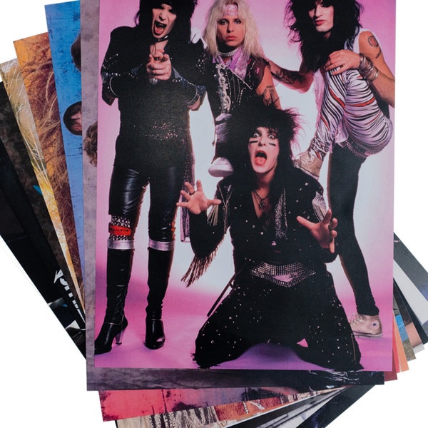 80s Party Decorations, Pack of Ten 80s Metal Rock Posters, A4 Size