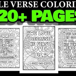 Puede incluir: Libro para colorear versículos bíblicos con más de 120 páginas. La portada presenta el texto "Bible Verse Coloring" y "120+ Pages" en verde. El libro incluye páginas para colorear con versículos bíblicos, tamaño 21,6 x 27,9 cm.