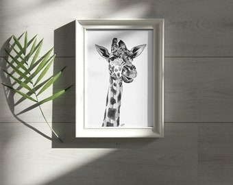 Giraffe Ink Drawing - Fine Art Print - Giraffe Ink Drawing - Art Print