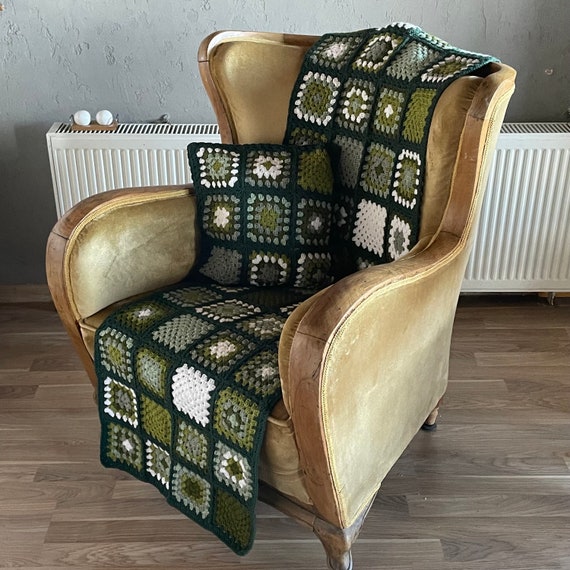 Crochet Armchair Blankets custom Made Granny Square Chair Cover Throws crochet Chair Runner Custom made for Pets Long Blanket for Chairs Etsy UK
