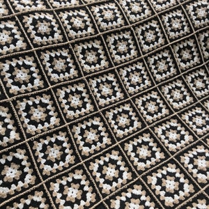 Crochet cotton granny square blanket crochet knit soft organic cotton throw custom made blanket for sale handmade