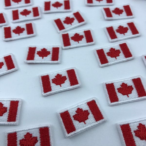 Canada flag embroidered sew patch maple leaf Canadian national flag Traveller's crafters DIY project backpack proud tiny flag