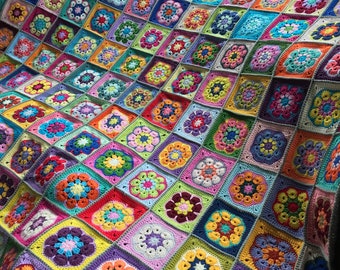 大きな正方形のひざ掛けブランケット 60 x 60 インチ かぎ針編みの