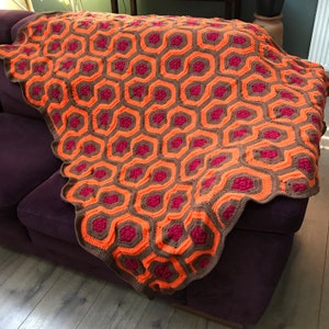 Custom Overlook Hotel Shining crochet custom handmade cotton blanket throw Shining horror movie, corridor carpet pattern crochet rug blanket
