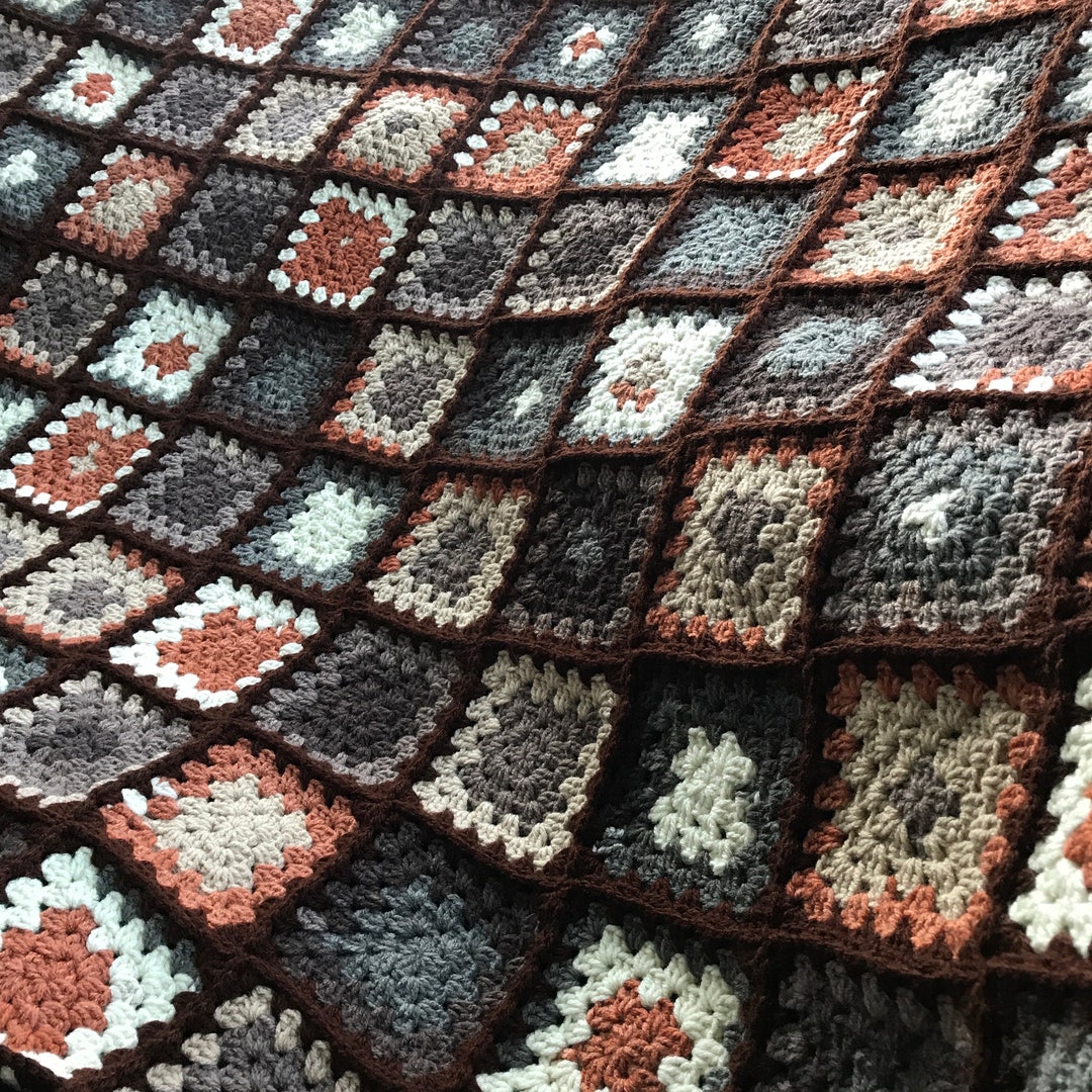 Ombre Crochet Double Wool Afghan Blanket Marble Crochet Chunky Knit