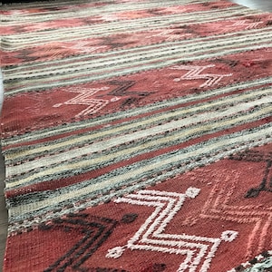 Antique Turkish kilim 75-year-old handmade wool large kilim vintage Turkish carpet hand woven wall art Turkish authentic carpet from Turkey