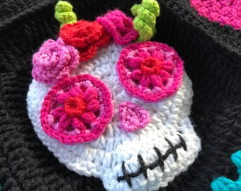 Day of the Dead Crochet Skull Motifs, Mexican Sugar Skull Applique