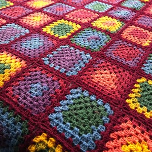 Handmade crochet blanket / rainbow crochet wool acrylic high quality granny square blanket/ colorful crochet Afghan/ variegated yarn blanket