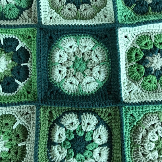 Set of 2 Teal Green Forest Green, African Floral Daisy Emerald