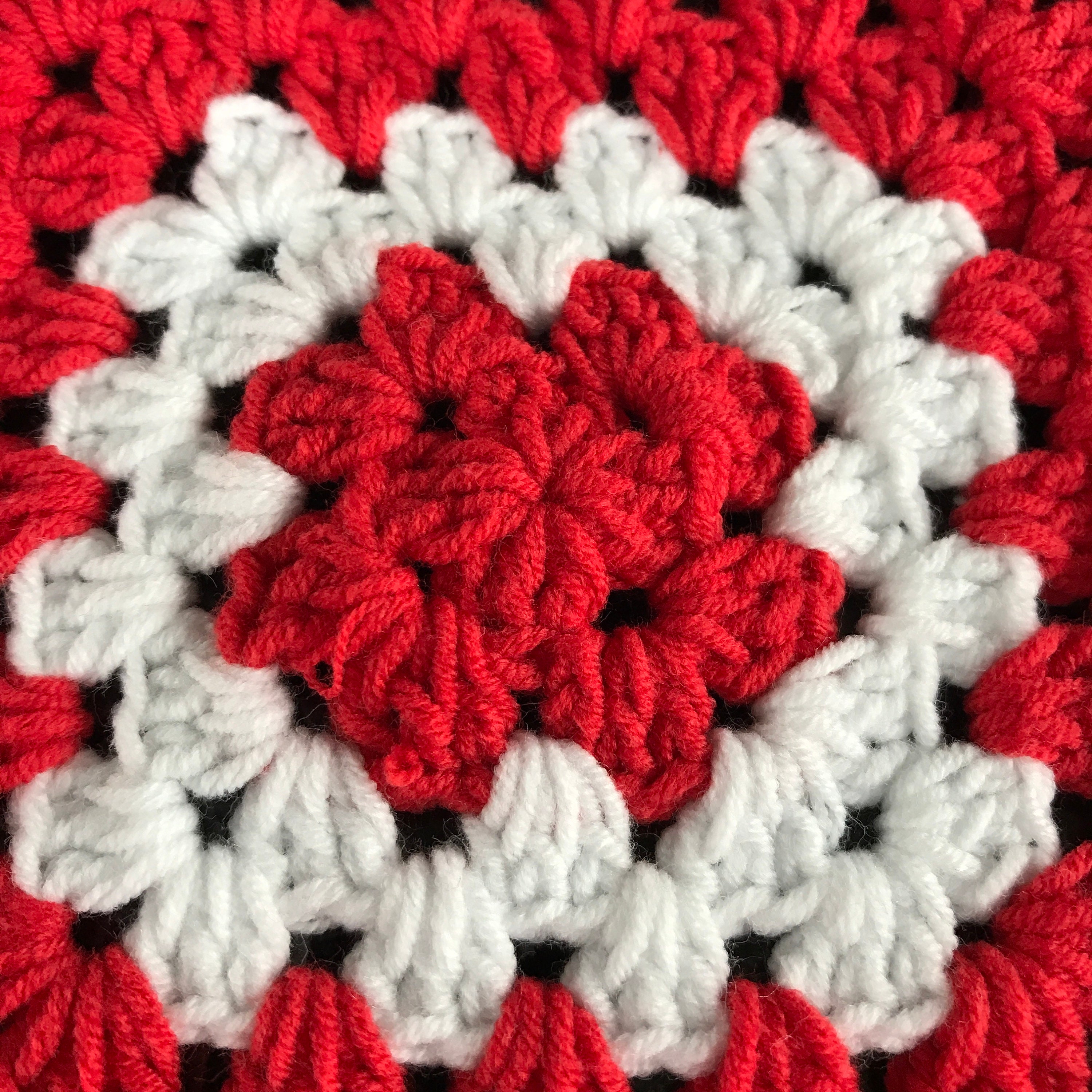 Red and White Granny Square Crochet Blanket: Team Canada Colors - Etsy