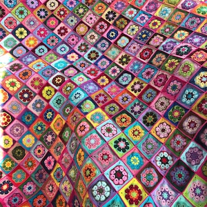 Handmade king Colorful cotton African floral large crochet blanket granny square African floral large Afghan crochet custom crochet blanket