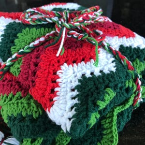 Crochet Christmas tree skirt custom made Christmas decor, crochet Christmas baby blanket, crochet foot stool, pet blanket gift