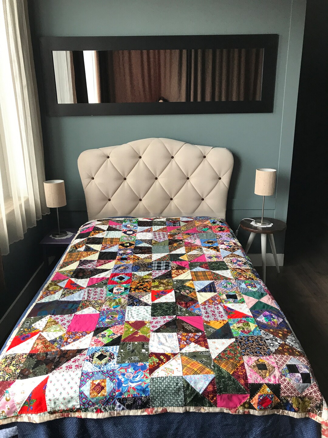 Vintage Double Patchwork Quilt Handmade Patchwork Blanket Etsy