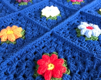 3D kleine Blume Gänseblümchen maßgefertigte Decke aus Baumwolle gehäkelt federleicht gestrickt bunt Afghan