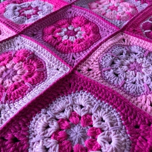 Pink purple lilac granny square crochet blanket knit African floral crochet Afghan throw blanket crochet blanket crochet