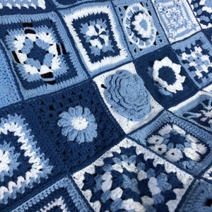Blue Patchwork Pattern Print Blanket