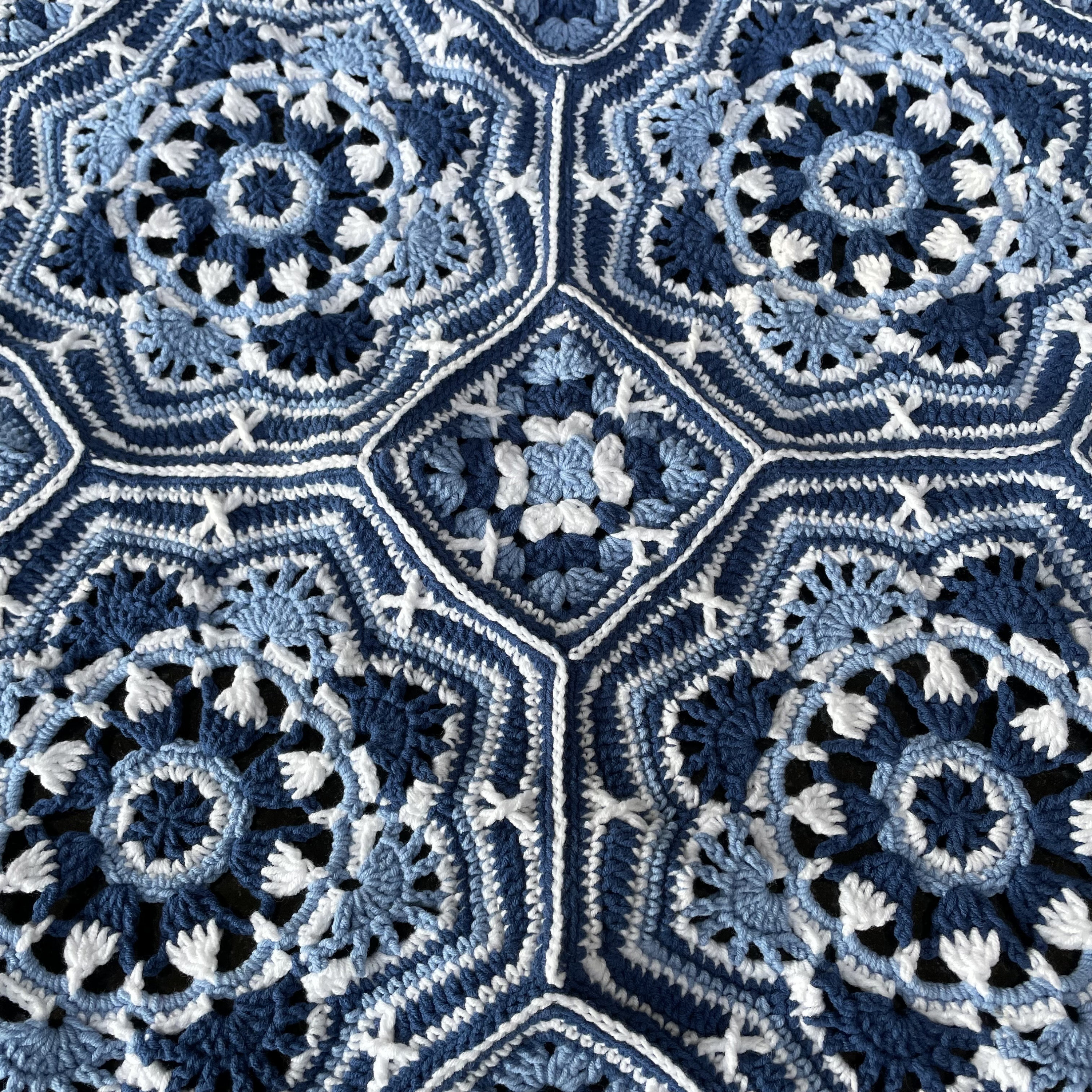 15 Persian Tile Crochet Patterns for Blankets, Pillows, and Colorful Home Decor 12 Custom Persian Tile Afghan in Blue with Handmade Cotton