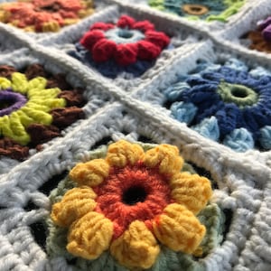 Custom small motif  floral granny square crochet cotton blanket flower garden  modern blanket handmade crochet blanket
